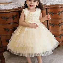 StyleCast Girls Beige Self Design Sleeveless Fit & Flare Midi Dress-picture-22