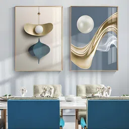 THE HANDMADE FLAIR Blue & Grey 2-Pieces Abstract Printed Framed Wall Art-picture-19