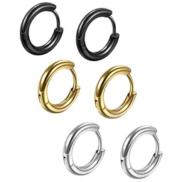 KARISHMA KREATIONS Men Set Of 3 Contemporary Hoop Earrings-image-15