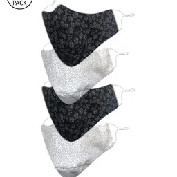 EL REGALO Men Pack of 4 Printed 3-Ply Reusable Cotton Cloth Masks-image-17
