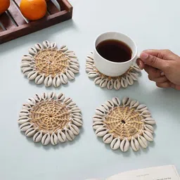 ireka homes Coastal Jute S/4 Coaster with Shell Border image 4