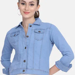 BUY NEW TREND Women Blue Lightweight Crop Denim Jacket-picture-10