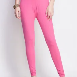 Dollar Missy Women Pink Solid Cotton Slim-Fit Ankle-Length Leggings-image-91