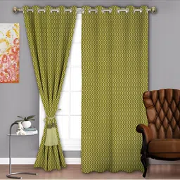 Parda Sansar Green 2 Pieces Printed Room Darkening Long Door Curtain-image-72