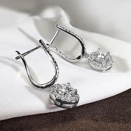 Peora Silver-Plated Contemporary American Diamond Hoop Earrings-picture-1