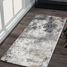 OBSESSIONS Grey & Off White Abstract-Printed Anti-Static Floor Runner-picture-3