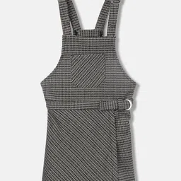 Blue Giraffe Girls Shoulder Straps Checked Smocked Pinafore Dress-image-79