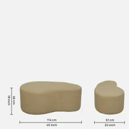 casacraft from pepperfry Veeda Boucle Fabric Bench and Stool Set In Camel Colour image 2