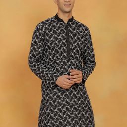 VASTRAMAY Floral Embroidered Pure Cotton Straight Kurta-picture-13