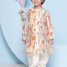 Sethukrishna Boys Abstract Printed Band Collar Straight Kurta-picture-7