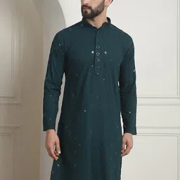 SOJANYA Embroidered Mandarin Collar Long Sleeves Straight Kurta-picture-25