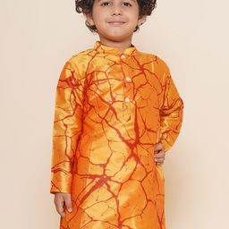 Sethukrishna Boys Mandarin Collar Abstract Printed Kurta-picture-27