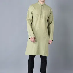 CANOE Shirt Collar Woven Design Straight Cotton Linen Kurta-picture-18