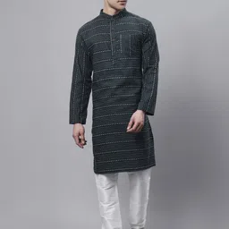 Aarsha Striped Mandarin Collar Pure Cotton Kurta-picture-25