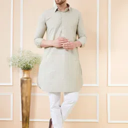 See Designs Shirt Collar Cotton Pathani Kurta-picture-41
