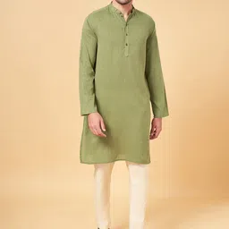 indus route by Pantaloons Mandarin Collar Cotton Straight Kurta-picture-34