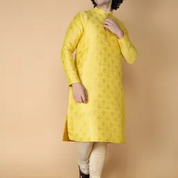 NAMASKAR Floral Woven Design Mandarin Collar Jacquard Kurta-image-56