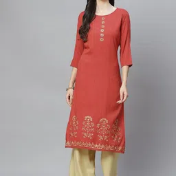 aayusika Women Maroon Ethnic Motifs Printed Kurta-picture-26