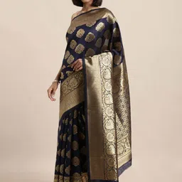 DIVASTRI Floral Woven Design Zari Banarasi Saree-picture-10
