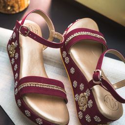 NR By Nidhi Rathi Embellished Suede Wedge Heels-picture-11