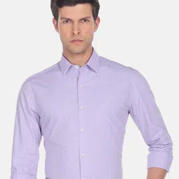 Arrow Checked Spread Collar Slim Fit Formal Cotton Shirt-image-31