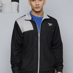 Reebok Men Black Grey Colourblocked Reversible Sporty Jacket-picture-35