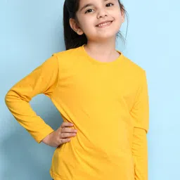 NUSYL Girls Yellow Solid T-shirt-picture-25