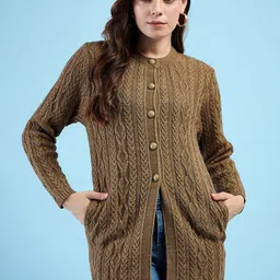 CLAPTON Women Woollen Longline Cardigan-picture-33