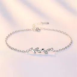 MYKI Women Silver-Plated Cubic Zirconia Link Bracelet-image-30