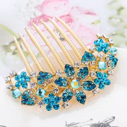 MIZORRI Women Blue & Gold-Toned Hair Accessory Set of-image-15