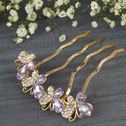 MIZORRI Women Purple & Gold-Toned Beaded Hair Accessory Set of-image-55