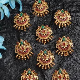 PANASH Set of 9 Gold-Plated Peacock Stone-Studded Hair Pin-picture-20
