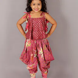 LIL DRAMA Floral Printed Top with Dhoti Pants-picture-33