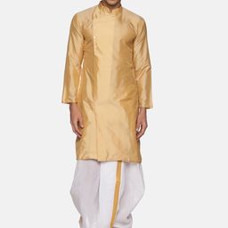 Sethukrishna Men Gold-Toned Kurta with Dhoti Pants-picture-41