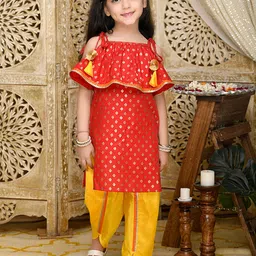 SAKA DESIGNS Girls Red Floral Kurta with Dhoti Pants-picture-54