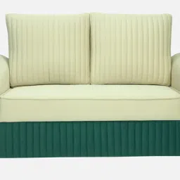 casacraft from pepperfry Elysia Waterproof Velvet 2 Seater Sofa In Cream And Emerald Green Colour image 4