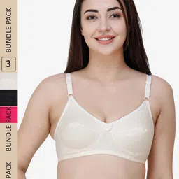 College Girl Pack of 3 Pure Cotton Everyday Bra - Full Coverage-image-59
