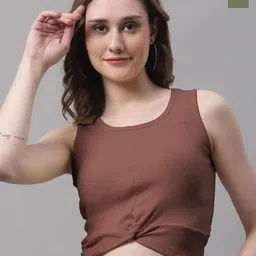 FBAR Pack Of 2 Cotton Round Neck Sleeveless Opaque Casual Fitted Crop Tops-image-18