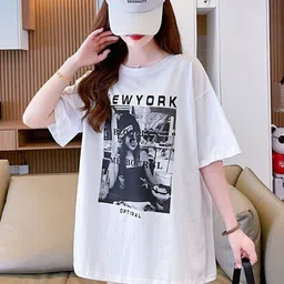 StyleCast x Revolte Print Round Neck Short Sleeves Cotton Top-picture-34