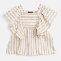 Chicco Striped Girls Flutter Sleeves Cotton Peplum Top-image-48