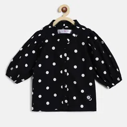 TALES & STORIES Girls Polka Dot Print Puff Sleeve Cotton Shirt Style Top-picture-36