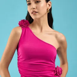Uptownie One Shoulder Rose Top-image-88