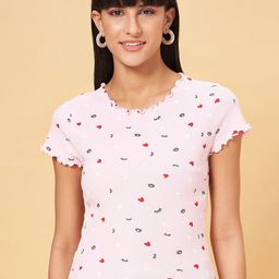 People Pink Conversational Print Regular Top-picture-1