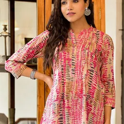 Peachmode Print Mandarin Collar Cotton Top-picture-27