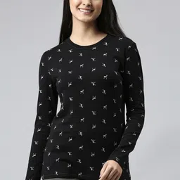 Enamor Women Black Printed Lounge Tshirt-picture-22