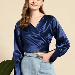 Mast & Harbour Satin Wrap Top-picture-17