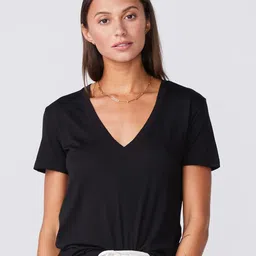 COLOR CAPITAL V-Neck Short Sleeves Opaque Casual Top-image-46