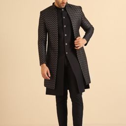KISAH Self Design Sherwani Set-picture-7