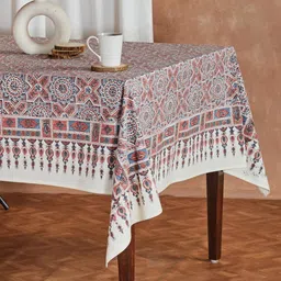 Fabindia Cerise Ilyana Pink Cotton Hand Block Printed 4 Seater Table Cover-image-40