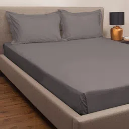 PETAL HOME Unisex Grey 300 TC Queen Size Bed Sheet with 2 Pillow Covers-image-15